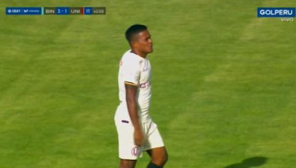 Jersson Vásquez anotó el gol de descuento para Universitario. (Captura: Gol Perú)