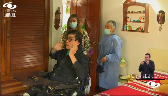 Miguel Gómez nació con discapacidad múltiple, motora, visual y un poco de cognitiva. (Foto: captura video Noticias Caracol)