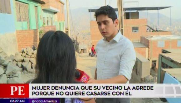Mujer denuncia haber sido agredida por su vecino. (Foto: Captura América Noticias)
