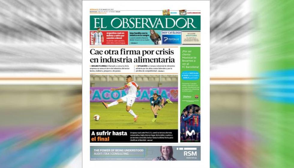 Así informó la prensa uruguaya la derrota de su selección.