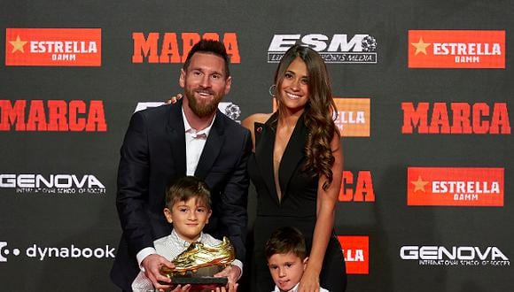 Messi junto a Antonela y sus hijos. (Foto: Getty)