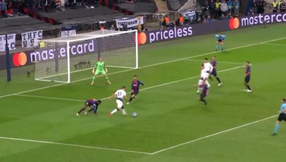Harry Kane anotó el gol de descuento ante Barcelona. (Captura: YouTube)