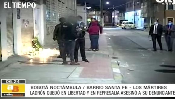 El barrio de Santa Fe, ubicado en el centro de Bogotá en Colombia, está conmocionado por lo sucedido. (Captura de video/El Tiempo).