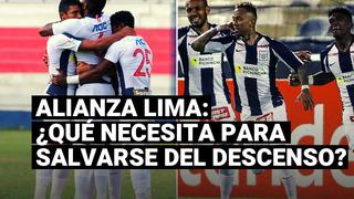 Conoce los resultados que Alianza Lima necesita para salvarse del descenso 
