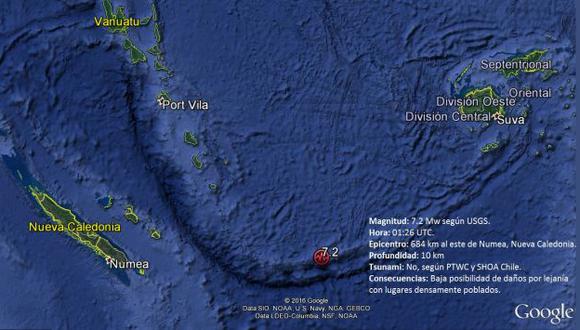 Un sismo de 7,2 de magnitud se registró en el océano cerca de Nueva Caledonia. (Twitter)