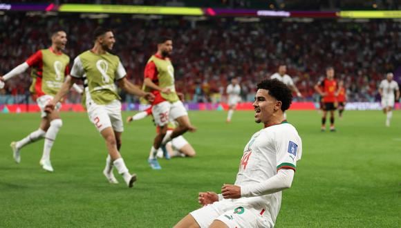 Zakaria Aboukhlal marcó el 2-0 de Marruecos vs. Bélgica. (Foto: Reuters)