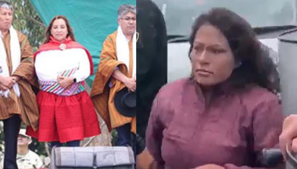 Mujer (derecha) agredió a Dina boluarte en Ayacucho. (Foto: Captura de video)
