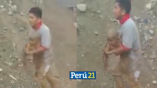 ¡Milagro! Mira el dramático rescate de un niño que era arrastrado por huaico en Jicamarca [VIDEO]