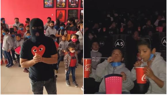 El gesto viral de un youtuber con niños sin hogar: compró todos los boletos de una sala para que vean  “Spider-Man: No Way Home”. (Foto: Lucky Masked / YouTube)