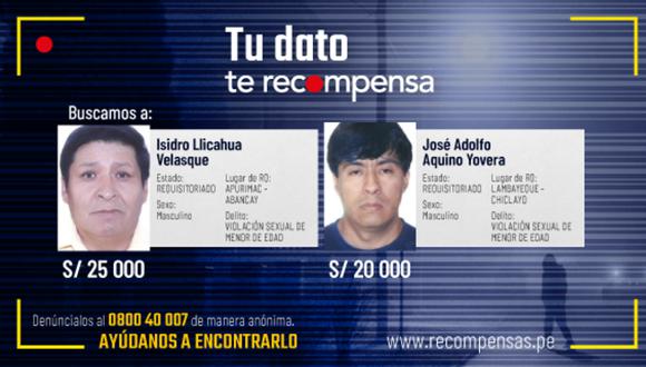 Gracias a la información brindada por dos colaboradores, la Policía Nacional del Perú (PNP) capturó a dos prófugos del Programa de Recompensas del Ministerio del Interior (Mininter)