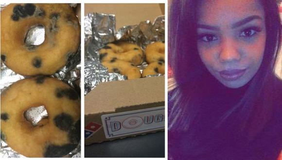 Chloé Smith recibió una caja de donas con moho de Domino’s Pizza. (@Chloopop)