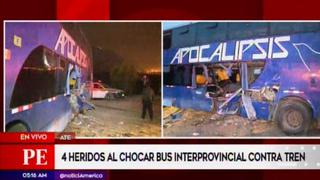 Cuatro heridos deja choque de tren contra ómnibus interprovincial en Ate [VIDEO]