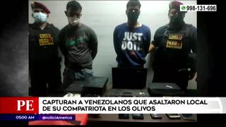 Los Olivos: capturan a delincuentes venezolanos que intentaron asaltar en tienda electrónica de su compatriota