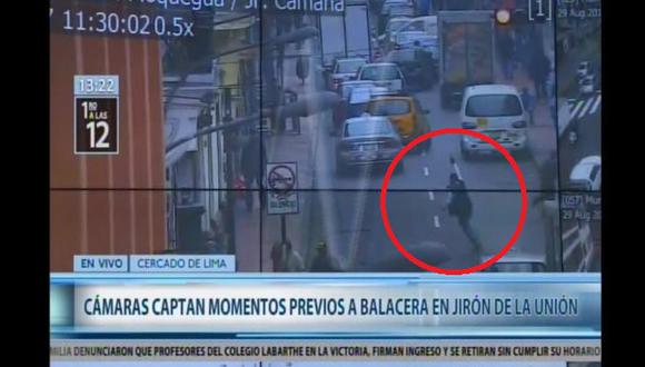 Cámaras de seguridad de la Municipalidad de Lima grabaron el momento en que se inició la balacera en el Jirón de la Unión. (Canal N)
