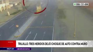 Trujillo: Violento choque de auto contra un muro deja tres personas heridas