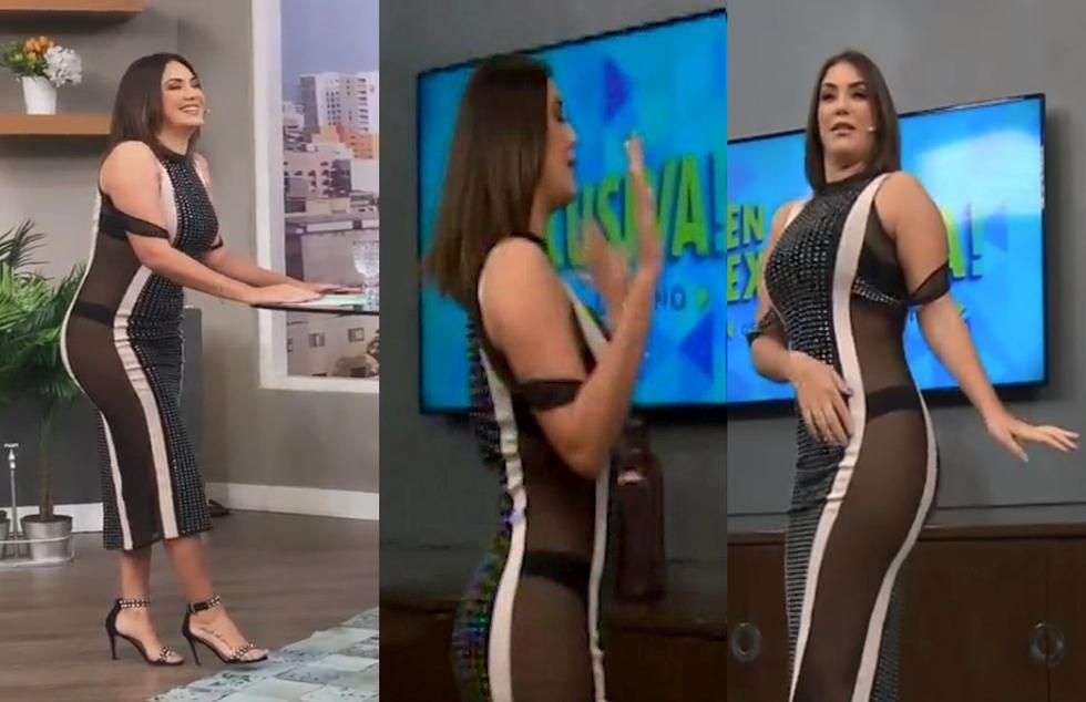 Tilsa Lozano desafía la censura con la transparencia de su vestido. (Captura de TV)