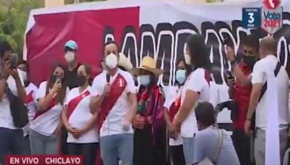 Richard Acuña acompañó a Keiko Fujimori en una actividad proselitista en Chiclayo. (Captura Canal N)