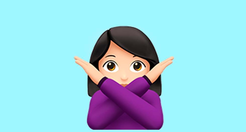 ¿Sabes realmente lo que significa el emoji de la mujer con los brazos en "X" en WhatsApp? (Foto: Emojipedia)