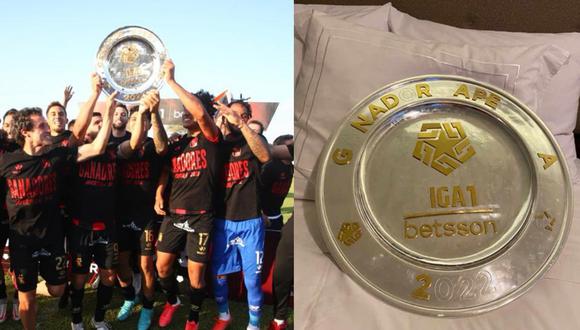 Melgar salió campeón del Apertura, pero recibió un trofeo en pésimo estado. Foto: Liga 1/Redes sociales.