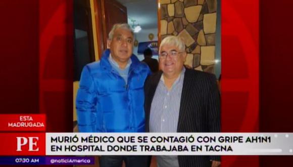 Manuel Guevara Bendezú (derecha) se contagió de influenza&nbsp;AH1N1 en Tacna. (América TV)