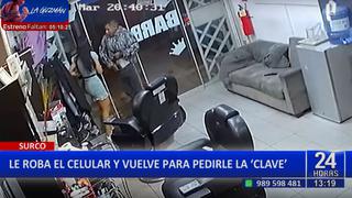 Increíble: delincuente roba celular y regresa para pedir la contraseña en Surco [VIDEO]