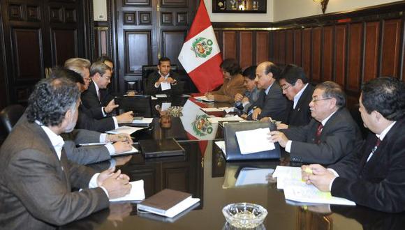 La reunión del presidente Ollanta Humala con los sindicatos fue en Palacio de Gobierno. (Andina)