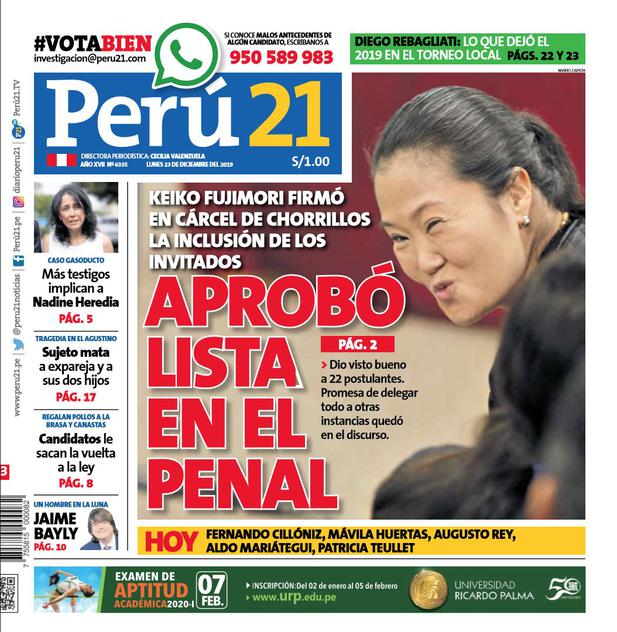Portada Perú21 22/12/2019
