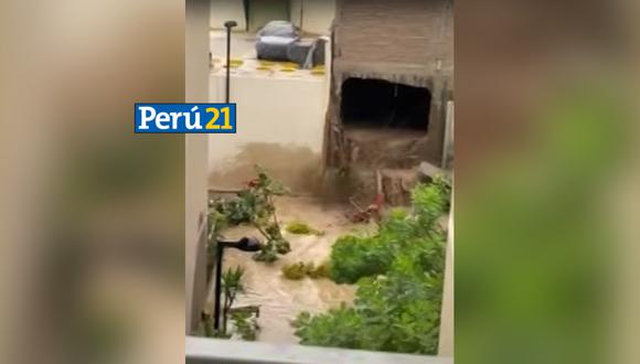 Huaico rompe y atraviesa la pared de un departamento e inundar un condominio (Captura de pantalla: Buenos Días Perú)