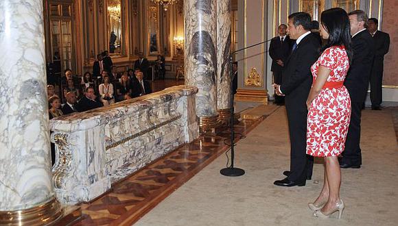 Ollanta Humala y Nadine Heredia en ceremonia palaciega. (Andina)