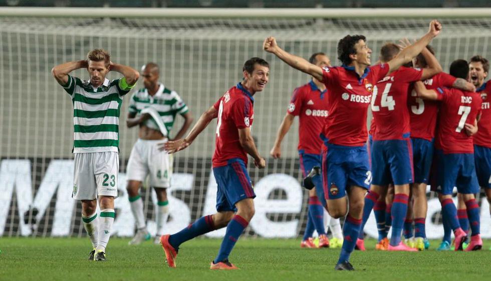 Sporting de Lisboa, del peruano André Carrillo, cayó 3-1 ante CSKA y fue eliminado de la Champions League. (AP)