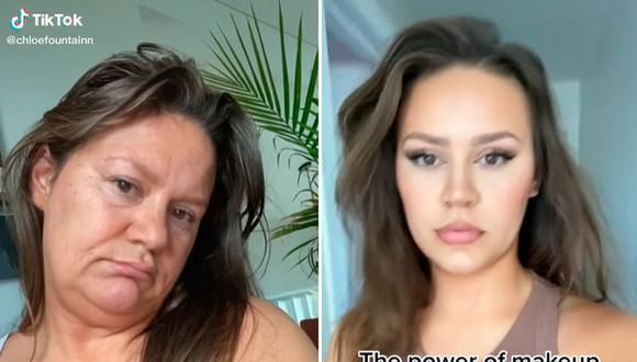 El supuesto cambio extremo de una mujer tras el uso de maquillaje se ha convertido en tendencia en redes sociales, pero también provocó un debate al respecto. Créditos: @chloefountainn / TikTok
