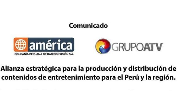 América TV y Grupo ATV forman alianza estratégica para producción de contenidos. (Difusión)