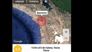 ¡Alerta! Sismo de magnitud 5 remeció esta mañana Tacna