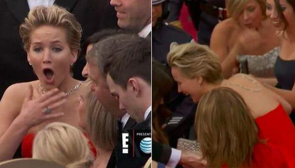 Oscar 2014: Jennifer Lawrence se volvió a caer en los premios. (E!)