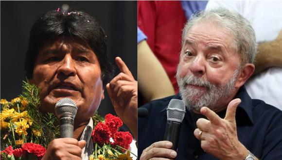 Evo Morales y el saludo afectuoso a Lula a un día de las elecciones en Brasil. | Foto: AFP / EFE