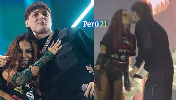Peso Pluma se besa con Anitta en concierto en México (Composición)