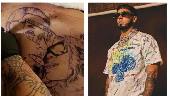 Anuel AA | Karol G | cubierto | tatuaje | espalda | Anuel AA se cubre  tatuaje de Karol G que se hizo en la espalda tras comprometerse (VIDEO) |  ESPECTACULOS | PERU21