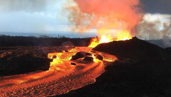 Ingemmet: Esta imagen corresponde al volcán Kilauea, en Hawai, con erupciones de flujo de lava. (Foto Ingemmet)