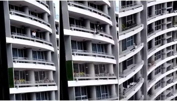 Una mujer perdió la vida, tras intentar fotografiarse al filo de un balcón en el piso 27 de un edificio. Las impactantes imágenes fueron publicadas en YouTube y ya son virales. (Foto: captura de video)