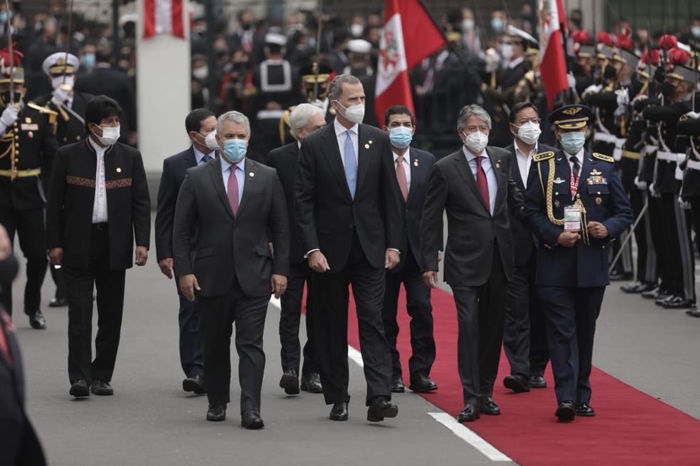 Las autoridades internacionales que llegaron al Perú para la juramentación de Pedro Castillo ingresaron al Parlamento minutos antes del evento principal. (Foto: GEC)