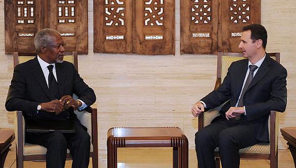 Annan  y Bashar al Asad se reunieron en Damasco. (AP)
