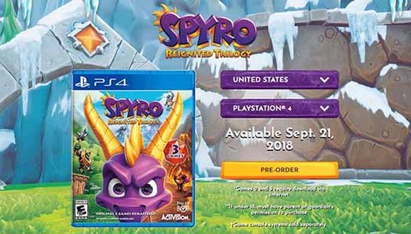 Spyro Reignited Trilogy llegará desde el próximo 21 de setiembre de 2018 para PS4 y Xbox One.