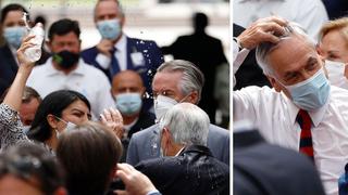 Chile: una mujer lanza agua al presidente Piñera en un acto en La Moneda [VIDEO]