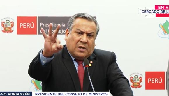 Gustavo Adrianzén criticó las tres mociones de vacancia presidencial. (Foto: captura)