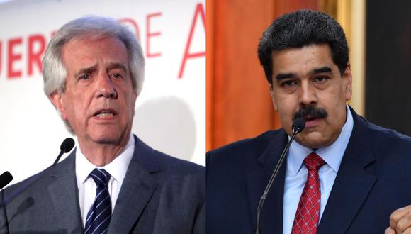 El presidente de Uruguay, Tabaré Vázquez, junto a su homólogo de Venezuela, Nicolás Maduro. (Foto: EFE)