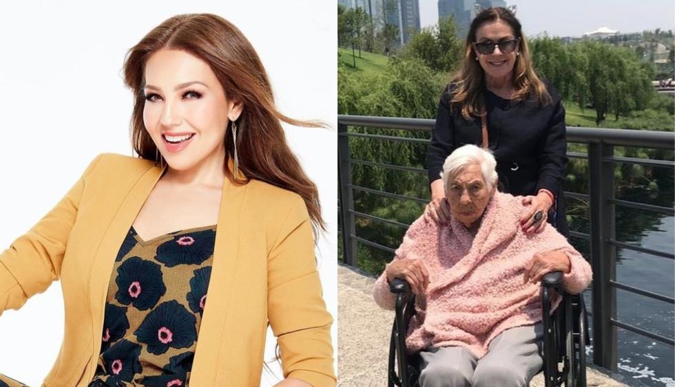La artista mexicana Thalía felicitó por videollamada a su abuela Eva Mange, quien cumplió 102 años el pasado sábado. (Foto: Instagram)