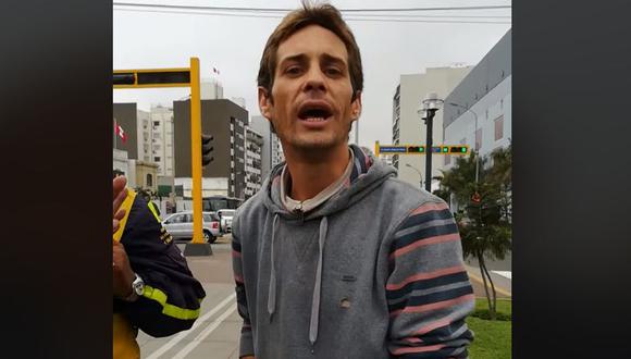 Ramiro Alonso Dibós se puso violento con una joven ciclista en Miraflores. (Facebook El Tobi)