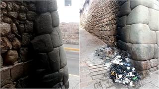 Cusco: Desconocidos queman basura y dañan muro inca en el Centro Histórico