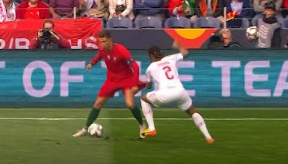 Cristiano Ronaldo se lució con una acción individual en duelo ante Suiza. (Captura: DirecTV Sports)