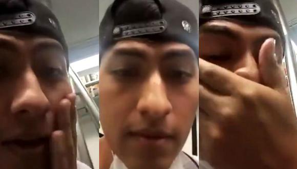 Joven genera indignación tras quitarse mascarilla para frotarse el rostro y tocar pasamanos del Metro. (Captura de video)